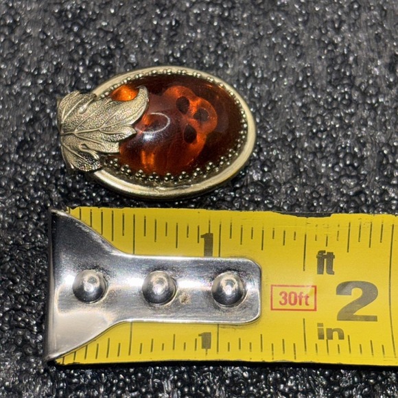 Vintage Whiting & Davis Amber Glass Leaf Cuff Bracelet Earrings Set Signed Gold - Picture 11 of 11